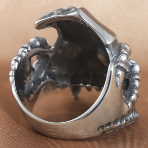 Skull <b>Ring</b> Men's Punk Stainless Steel Blue Gemstone Geometric Design Gift Jewelry 213033 - Product Image 2