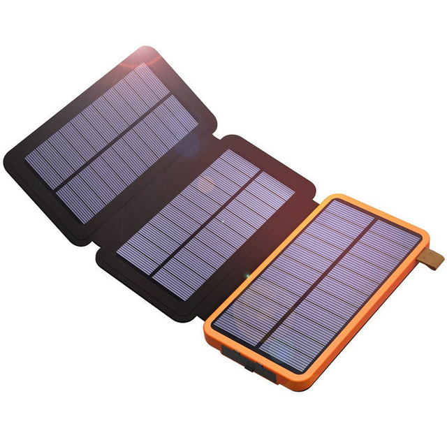Wholesale High Capacity Smart Camping Portable Outdoor Waterproof Foldable Mobile Phone Solar Energy Power Bank with Flashlight