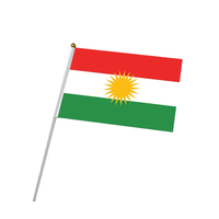 Drapeau à main du Kurdistan en polyester, taille et couleur personnalisées, avec impression numérique, pour usage promotionnel, vente en gros