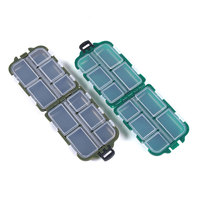 Mini boîte de matériel de pêche avec 10 compartiments, leurres de poisson, hameçons, appâts, support de rangement en plastique, étui carré, Pesca