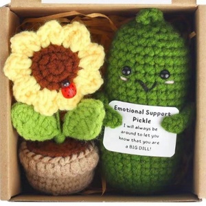 Muñeco de lana de ganchillo divertido y popular, con diseño de patata y girasol, en caja de regalo, adornos en maceta, set de regalo - Product Image 4