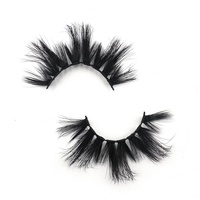 Faux cils en vison naturel 3D faits à la main, 25 mm, volumineux, avec logo personnalisé, fourrure noire croisée, vente en gros