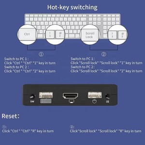 Commutateur KVM HDMI HD Xput, double port HDMI, câble HDMI, commutateur KVM 2x1 USB HDMI 4K 60Hz - Product Image 4