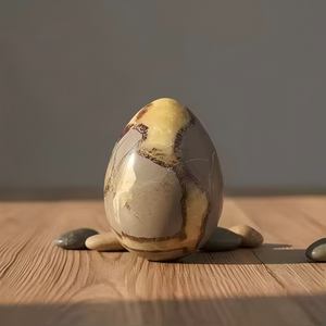 Ornements en pierre naturelle de cristal en forme d'œuf de tortue, collection originale de pierres brutes pour bijoux et décoration intérieure, faits à la main - Product Image 4