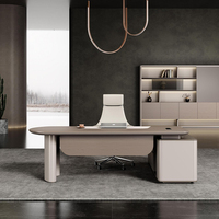 Ensemble de bureau de direction minimaliste de style italien KMJ, grand bureau d'ordinateur pour directeur avec plateau en bois