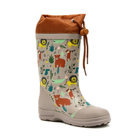 Bottes de pluie en caoutchouc naturel pour enfants, imprimé animaux de la jungle, col à cordon, imperméables, antidérapantes, bottes Wellington OEM