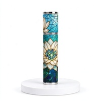 Nouveau flacon pulvérisateur de parfum rond en verre de 10 ml avec motif givré, estampage doré et impression sérigraphiée, diffuseur de roseaux portable
