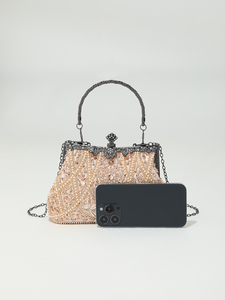 Bell Vintage Handmade Beaded Embroidered Square Chain Strap <b>Clutch</b> <b>Wedding</b> Evening Bag Fashion Women Banquet Elegant Luxury - Product Image 3