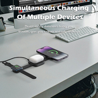 Chargeur sans fil pliable 3 en 1, station de charge sans fil magnétique de voyage pour plusieurs appareils, chargeur sans fil
