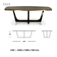 Table de salle à manger élégante en acier inoxydable or champagne brossé