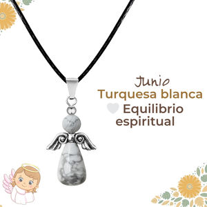 Ciondolo angelo custode in bianco turchese June Birthstone-bella collana pendente - Product Image 2