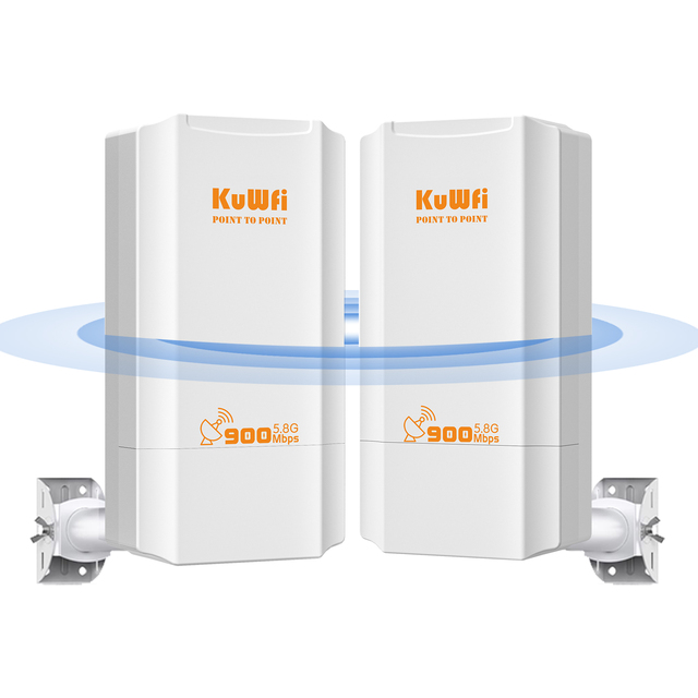 Shenzhen KuWFi Point to Point ABS Shell Ptp Bridge Outdoor 2km Long Range Wifi Repeater Wireless Network Bridge