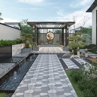 Carreaux de sol en céramique 600x600mm antidérapants motif pierre design moderne européen pour usage extérieur jardin