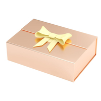 Boîte cadeau de luxe personnalisée en gros, grande, rose doré, pliable, pour cosmétiques, mariage, Noël, avec fermeture magnétique et ruban