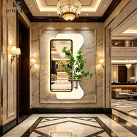 Vente directe usine : Peinture murale LED hydroponique de plantes vertes, miroir mural 3D stéréoscopique en grès, art décoratif pour la maison