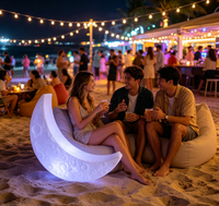 Lampe lunaire LED multicolore à télécommande, étanche IP65, à intensité variable, pour Noël, les fêtes, l'extérieur, solaire, en forme de croissant, pour jardin, parc
