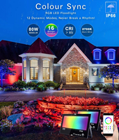 DUSKTEC Projecteur LED Extérieur IP66 Haute Luminosité 80W Intelligent RGB, Contrôle par Application, Multicolore et Blanc Chaud en Aluminium