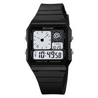 SKMEI 2347, reloj digital de lujo a la moda para hombre, resistente al agua, multifunción, informal, estilo de negocios, reloj de pulsera con correa de PU