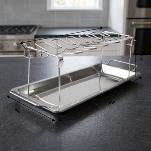 Folding Stainless Steel Roaster Stand 14 Slots Chicken Leg Rack Smoker Grill Oven Charcoal Grill-<b>BBQ</b> Accessories Multifunctional - Product Image 3