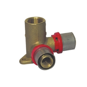 Raccordo a pressione curvo femmina a doppia flangia a collo basso 1/2 x 14 per tubi idraulici - Product Image 1