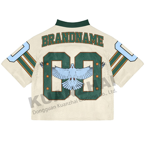 Personalizado hombre recortado <span class=keywords><strong>de</strong></span> gran tamaño Vintage Streetwear deportes Retro <span class=keywords><strong>americano</strong></span> Boxy malla camiseta fútbol Jersey para hombres - Product Image 2