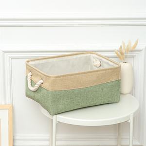 Homeplus 2024 nouveauté cube de rangement en lin boîtes en tissu bacs organisateur bacs avec poignée en cordon macramé pour un usage domestique - Product Image 3