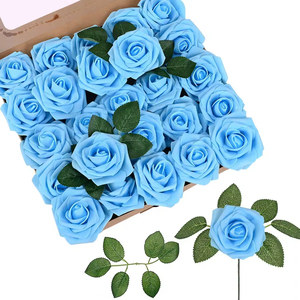 25 cái/bộ Hot Bán 8Cm Bọt Nhân Tạo Hoa Pe Rose Flower Hoa Hồng Với Lá Cho Đám Cưới Trang Trí Rose Flower Head - Product Image 2