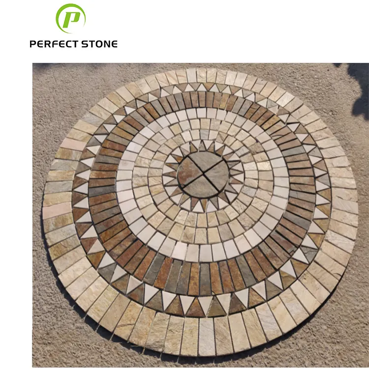 Natural Slate Stone Paver Suppliers Natural Stone Slate Tiles Rusty Yellow Pattern Square decoration