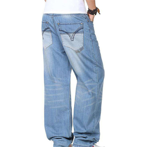Ready to Ship Streetwear Wholesale Custom Blank Cotton Polyester Vintage Wide Leg Baggy Denim Jeans - Product Image 4