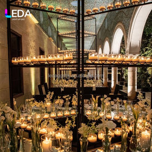 LEDA Décoration de mariage : Porte-bougie carré noir en métal, support de bougie en grille de fer, accessoires décoratifs muraux pour événements - Product Image 2