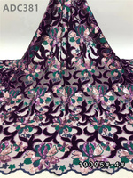 Tissu en dentelle à sequins africains, maille brodée, guipure élastique, 100% polyester pour robes
