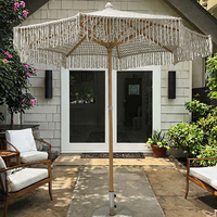 Parasol de plage en coton macramé Parasol pour patio extérieur Parasol de plage pour jardin d'hôtel avec poteau central en aluminium