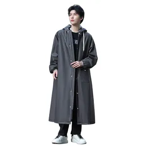 Beimei EVA adulte long manteau imperméable imperméable adapté pour homme randonnée avec capuche forte pluie