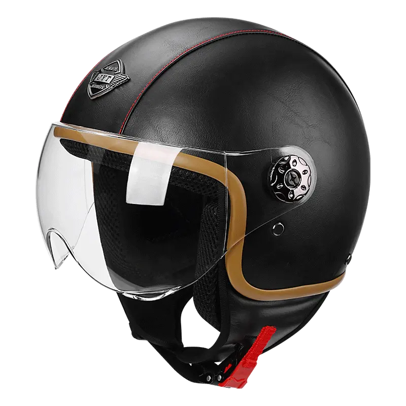 BYB-casco de motocicleta con visera de media cara, color negro, entrega rápida, 666