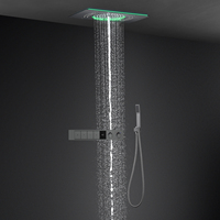 Ensemble de douche LED moderne de luxe 600x330mm avec colonne de pluie en acier inoxydable et mitigeur cascade pour usage hôtelier