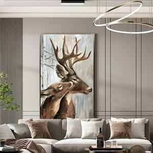 Art mural animalier réaliste Hype, arts décoratifs texturés 3D sur toile, peinture à l'huile esthétique peinte à la main, grande peinture à l'huile faite à la main - Product Image 5