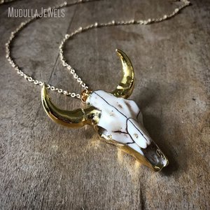 Collana <span class=keywords><strong>con</strong></span> <span class=keywords><strong>Ciondolo</strong></span> <span class=keywords><strong>Teschio</strong></span> da Cowboy Placcato Oro, Gioielli Western, Pendente Toro, <span class=keywords><strong>Teschio</strong></span> di Bovino, Collana Longhorn - Product Image 3