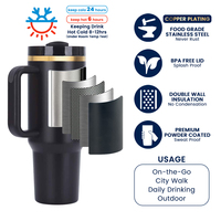 Vaso Térmico de Acero Inoxidable con Acabado Dorado de 40 Oz, Recubrimiento de Cobre, Aislamiento al Vacío, Antiderrames, con Asa, Gran Venta 2026