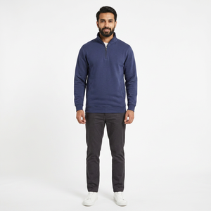 Sweat-shirt à col roulé et demi-fermeture éclair pour hommes Sweat à capuche à épaules tombantes de grande taille Sweat blanc pour hommes Streetwear décontracté Hiver OEM - Product Image 1