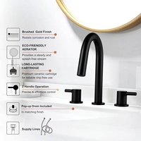 Robinet de lavabo de salle de bain OEM/ODM à expédition rapide depuis l'entrepôt, robinet de lavabo à 2 poignées, large, à 3 trous pour lavabo de salle de bain