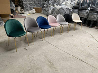 Chaise de salle à manger en velours noir rose vert avec pieds en or Chaises Salle A Manger Chaise de salle à manger moderne en métal de luxe Velours