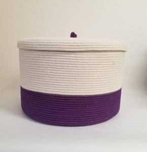 Panier à jouets moyen fait main avec couvercle, panier en corde durable - Product Image 1