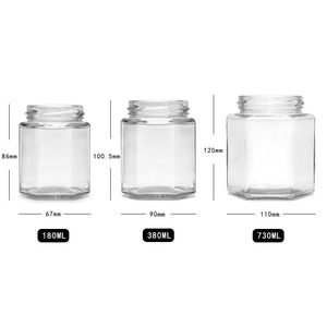 Bocaux de rangement hexagonaux transparents personnalisés pour cuisine, avec étiquettes, pour grains de café, céréales, <span class=keywords><strong>miel</strong></span>, ghee, cornichons, assaisonnements, avec couvercles en <span class=keywords><strong>bois</strong></span> - Product Image 2