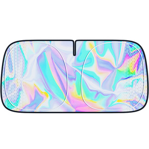 Pare-soleil pour pare-brise avant de voiture, en Polyester, pliable, motif géométrique, Protection contre la chaleur, pour l'intérieur de la voiture - Product Image 2