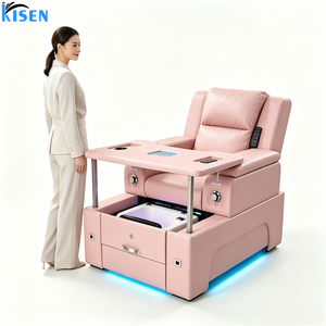 KISEN Pink Modern Professional Nail Salon Manicure Bubble Foot Spa <b>Chair</b> Massage Spa Luxury Pedicure <b>Chair</b> With Manicure Table - Product Image 3