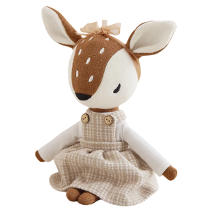 Bambola di peluche <span class=keywords><strong>cervo</strong></span> con vista laterale, macchie bianche ricamate, gonna scozzese staccabile, regalo per neonati - Product Image 4