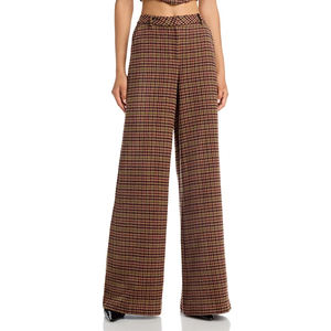 Completo da Donna <span class=keywords><strong>Marrone</strong></span> a Pied-de-Poule, Blazer <span class=keywords><strong>Doppiopetto</strong></span> con Bottoni Dorati e Pantaloni a Gamba Larga, Tailleur Elegante da Ufficio - Product Image 4