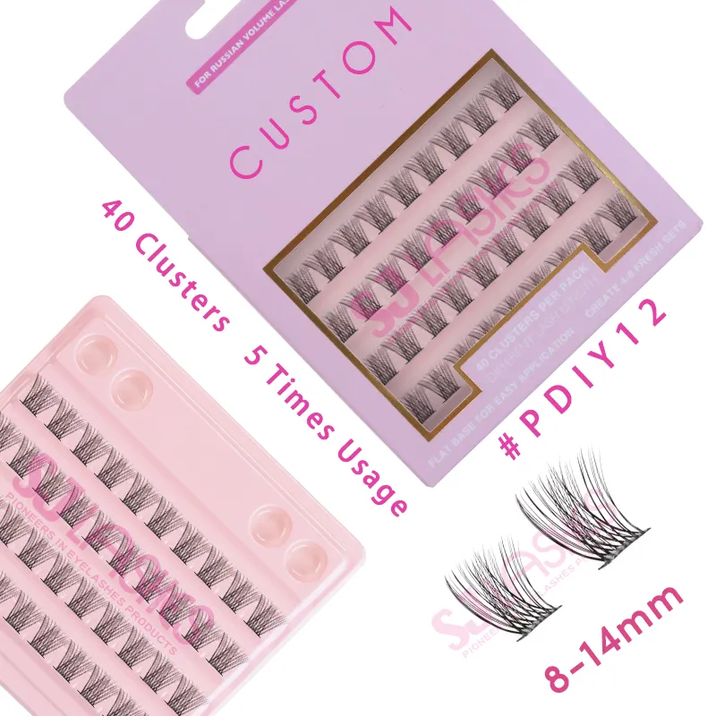 Custom eyelash boxes for beauty supplies pdiy segment color lashes diy eyelash extensions with custom eyelash packaging