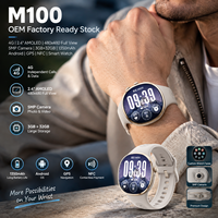 M100 OEM Stok Pabrik Siap Pakai 4G Layar AMOLED 2.4 Inci 480x480 Full View Kamera 5MP 3GB 32GB 1350mAh Android GPS NFC Smart Watch