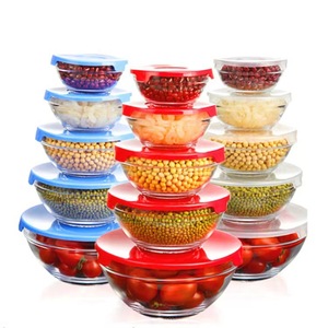 Wholesale 808 Eco Friendly Lead-free Transparent Round Freshness <strong>Microwave</strong> <strong>Oven</strong> Available Glass <strong>Bowls</strong> 5pcs <strong>Set</strong> With Sealing Lid - Product Image 2